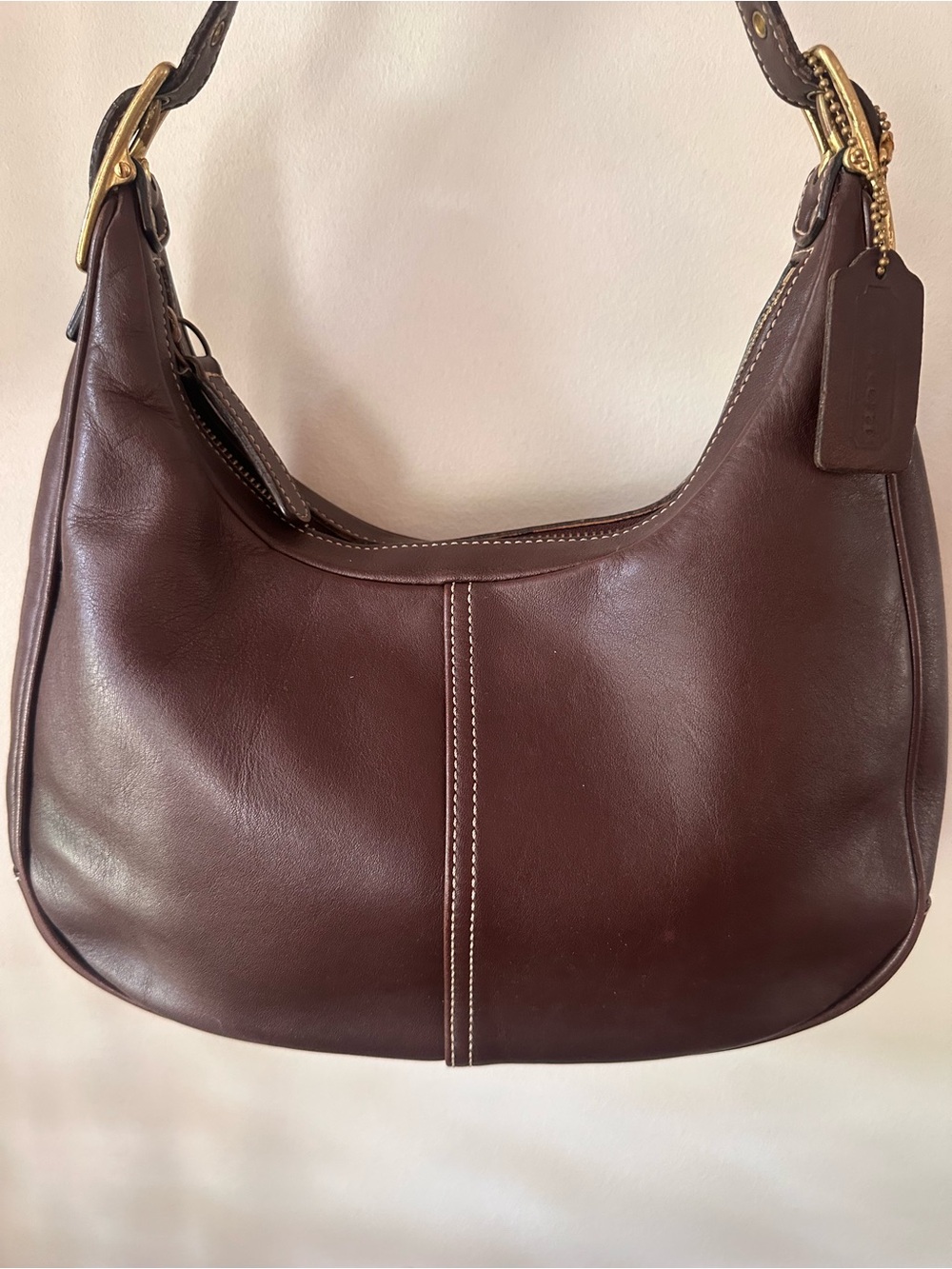 Vintage Coach Zoe Hobo Bag Brown Leather Y2K Shoulder Purse Classic Brass - Picture 2 of 11